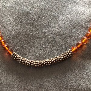 Amber and silver beaded necklace